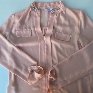 Candies Medium beaded powder pink business top